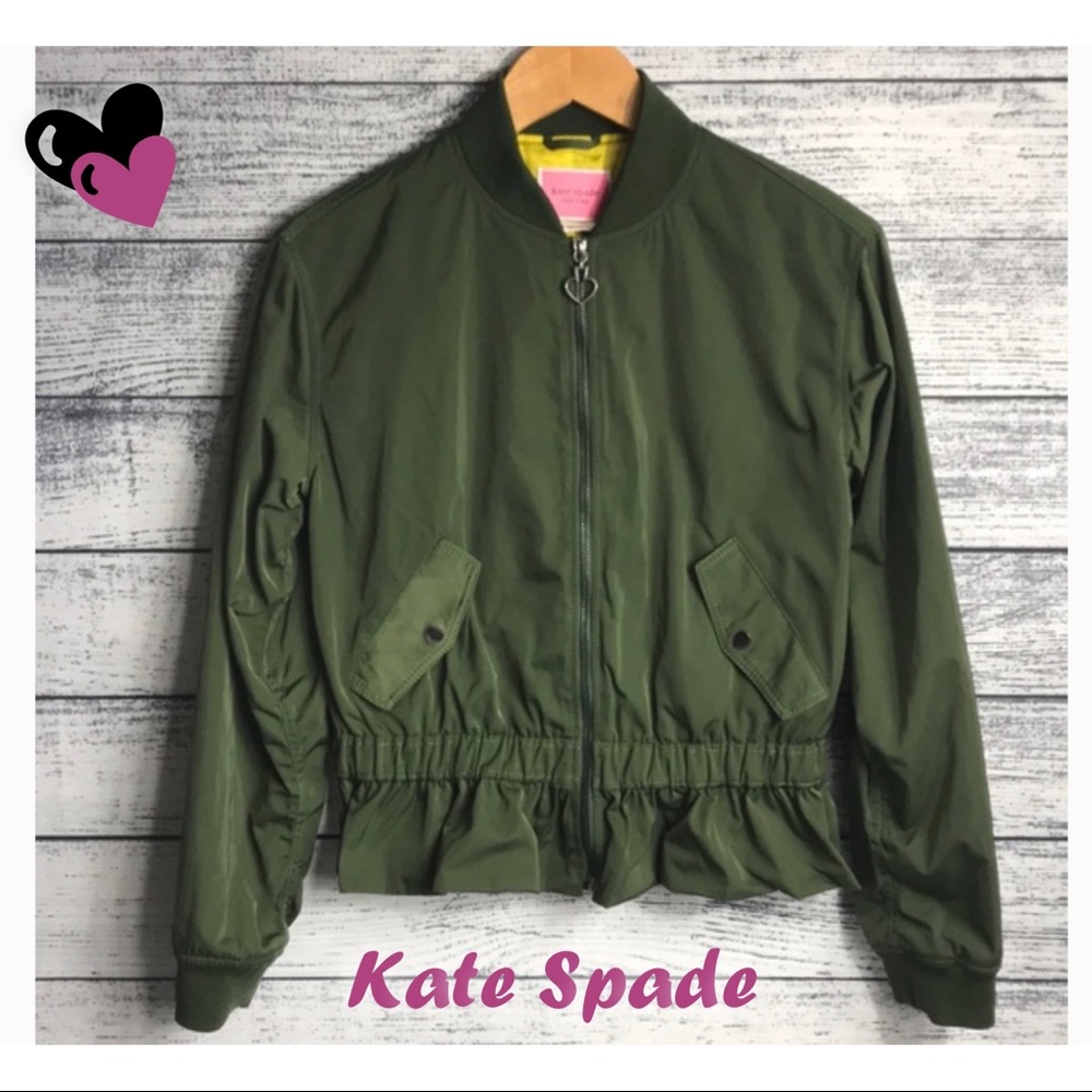 Kate Spade army green peplum bomber jacket 🎁🎁🎁